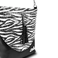 Kép 4/6 - Zellia Női Oldaltáska 24034 Fekete - Lakk Zebra Minta -
