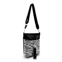 Kép 3/6 - Zellia Női Oldaltáska 24063 Fekete - Lakk Zebra Minta -