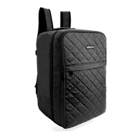 Kép 2/8 - Zellia Hátizsák | Kézipoggyász Hz-104 Fekete - Steppelt - Vízlepergetős - 40 X 25 X 20 Cm