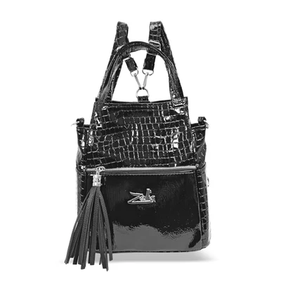 Zellia Női Hátizsák 24131 Fekete - Lakk - Krokkó -