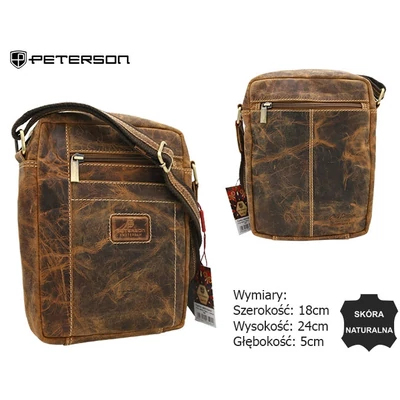 Peterson Férfi Bőr Táska Ptn 8022-Tmh-5924 Tan - Világos Barna