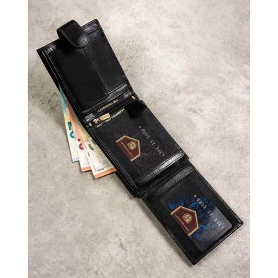 Peterson Férfi BŐR PÉNZTÁRCA SZETT + KULCSTARTÓVAL + KÁRTYTARTÓ  SET3-N992L-VT-5396 Black