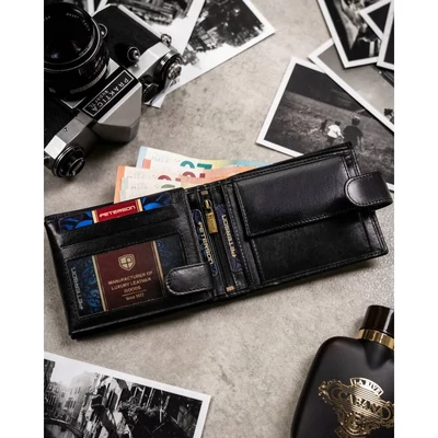 Peterson Férfi BŐR PÉNZTÁRCA SZETT + KULCSTARTÓVAL + KÁRTYTARTÓ  SET3-N992L-VT-5396 Black