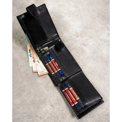 Peterson Férfi BŐR PÉNZTÁRCA SZETT + KULCSTARTÓVAL + KÁRTYTARTÓ  SET3-N992L-VT-5396 Black