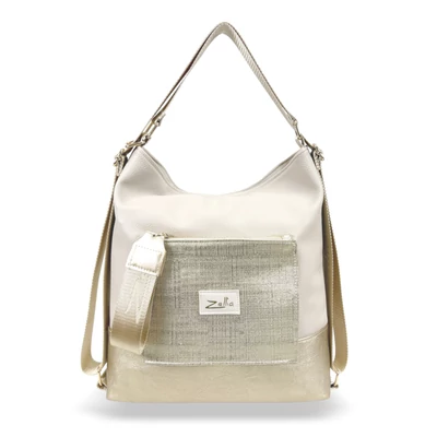 Zellia Női Válltáska/Hátizsáká Alakítható 19010 Beige-Arany - Brw-Ch -