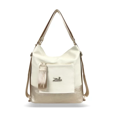 Zellia Női Válltáska/Hátizsáká Alakítható 19010 Beige-Arany - Shiny-Brw -