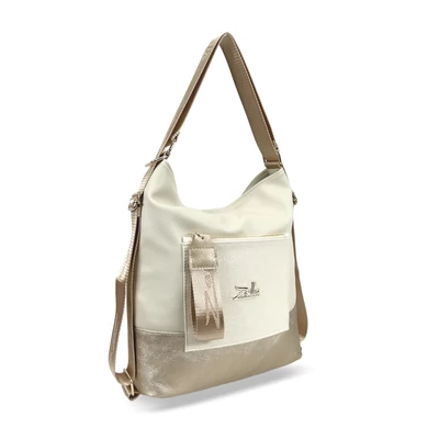 Zellia Női Válltáska/Hátizsáká Alakítható 19010 Beige-Arany - Shiny-Brw -