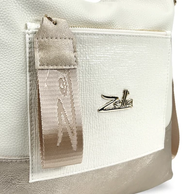 Zellia Női Válltáska/Hátizsáká Alakítható 19010 Beige-Arany - Shiny-Brw -