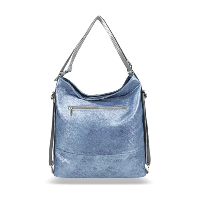 Zellia Női Válltáska/Hátizsáká Alakítható 19010 Jeans Blue - Kék-Ezüst