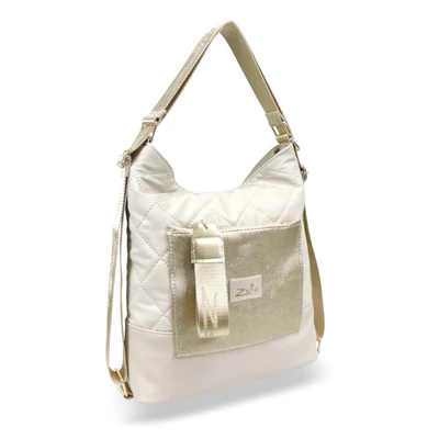 Zellia Női Válltáska/Hátizsáká Alakítható 19010 Beige-Arany Matt - Steppelt -
