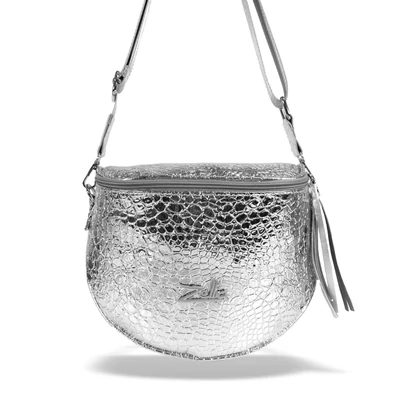 Zellia Női Oldaltáska 21028 Ezüst Lakk - Krokkó -