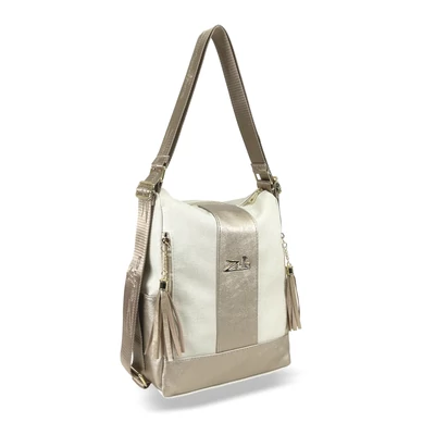Zellia Női Válltáska/Hátizsáká Alakítható 22184 Beige-Arany - Pearl-Brw -