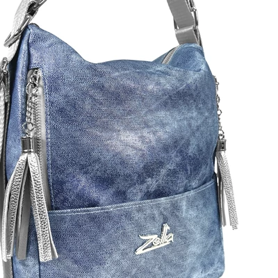 Zellia Női Válltáska/Hátizsáká Alakítható 22199 Jeans Blue - Kék