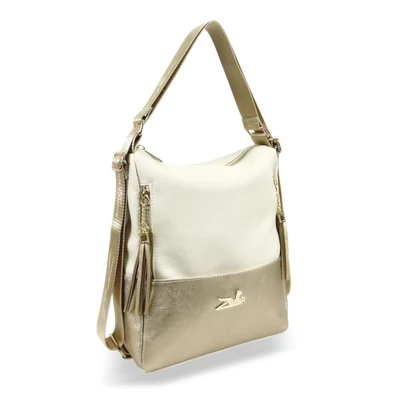 Zellia Női Válltáska/Hátizsáká Alakítható 22199 Beige-Arany - Matt-Brw -
