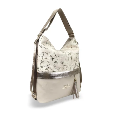 Zellia Női Válltáska/Hátizsáká Alakítható 24040 Beige-Arany - Gold Flower -