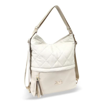 Zellia Női Válltáska/Hátizsáká Alakítható 24040 Beige Matt - Steppelt -