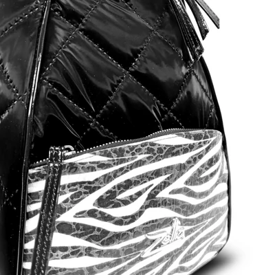 Zellia Női Hátizsák 24045 Fekete Steppelt - Vízlepergetős - Lakk Zebra Minta -