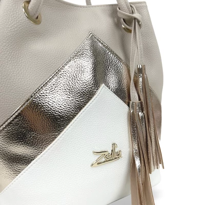 Zellia Női Válltáska 24055 Fehér-Arany-Beige