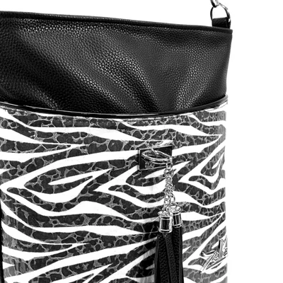 Zellia Női Oldaltáska 24063 Fekete - Lakk Zebra Minta -