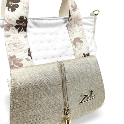 Zellia Női Válltáska 24067 - Next C. Flowers - Fehér - Beige - Arany - Ss-Ch -