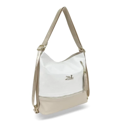 Zellia Női Válltáska/Hátizsáká Alakítható 24083 Beige - Holo Fehér -