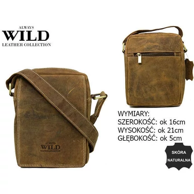 Férfi Bőr Oldaltáska 250586-Mh Brown sötét barna