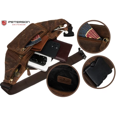 Peterson Férfi Bőr Ővtáska Ptn 2506-Nsh-4840 Tan - Barna