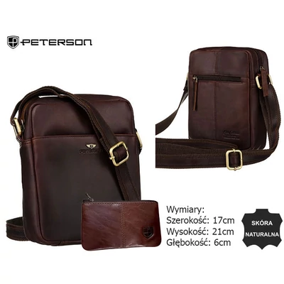 Peterson Férfi Bőr Oldaltáska Ptn 512E-Opu-6903 Sötét Barna