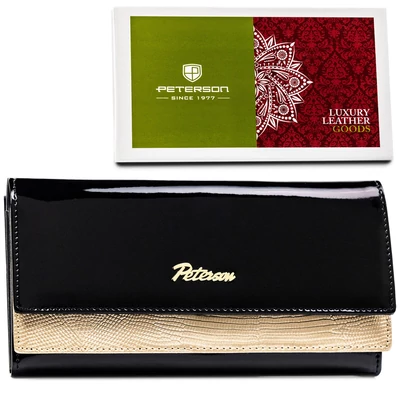 Peterson Női Bőr Pénztárca Ptn Lj-421028-0643 Black-Gold - Fekete-Arany