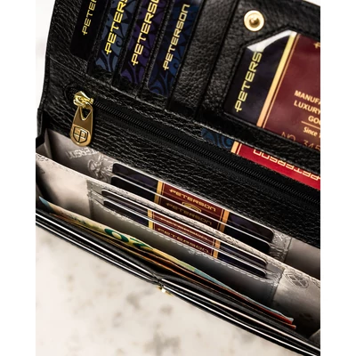 Peterson Női Bőr Pénztárca Ptn Lj-421028-0643 Black-Gold - Fekete-Arany