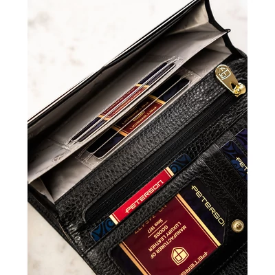 Peterson Női Bőr Pénztárca Ptn Lj-421028-0643 Black-Gold - Fekete-Arany