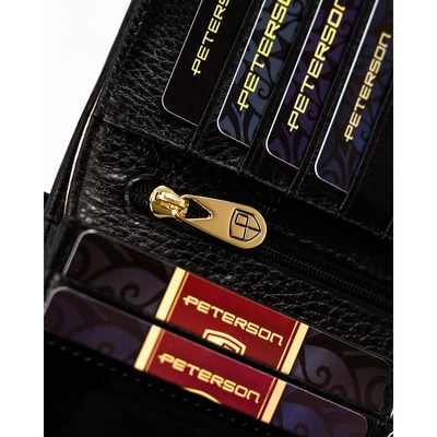 Peterson Női Bőr Pénztárca Ptn Lj-421028-0643 Black-Gold - Fekete-Arany