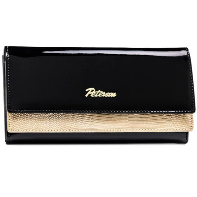 Peterson Női Bőr Pénztárca Ptn Lj-421028-0643 Black-Gold - Fekete-Arany