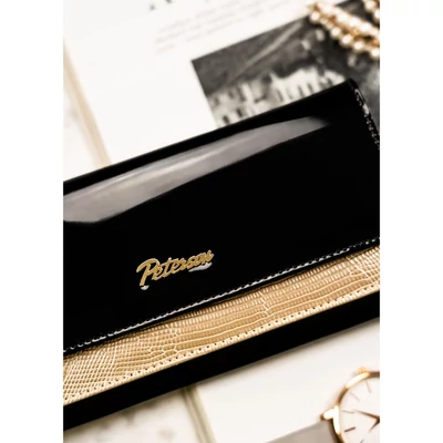 Peterson Női Bőr Pénztárca Ptn Lj-421028-0643 Black-Gold - Fekete-Arany