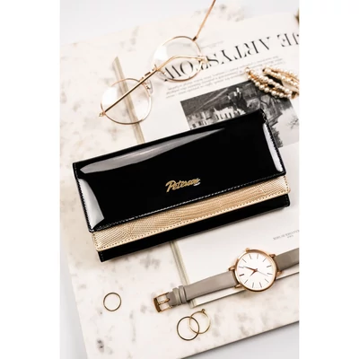 Peterson Női Bőr Pénztárca Ptn Lj-421028-0643 Black-Gold - Fekete-Arany