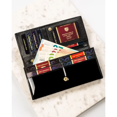 Peterson Női Bőr Pénztárca Ptn Lj-421028-0643 Black-Gold - Fekete-Arany