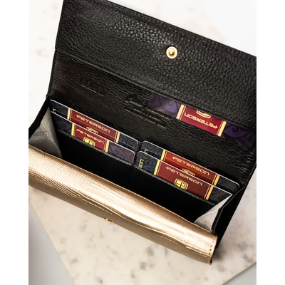 Peterson Női Bőr Pénztárca Ptn Lj-421028-0643 Black-Gold - Fekete-Arany