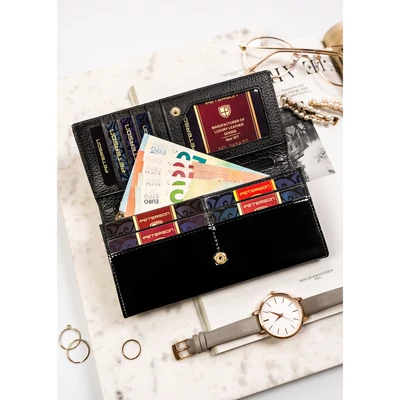 Peterson Női Bőr Pénztárca Ptn Lj-421028-0643 Black-Gold - Fekete-Arany