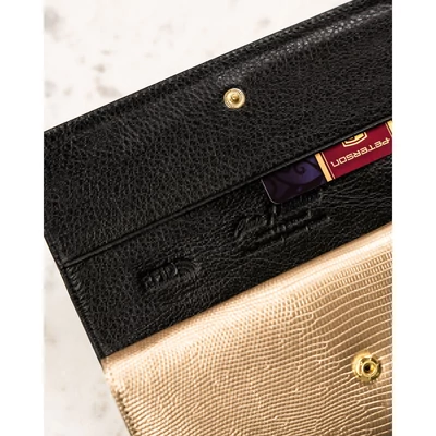 Peterson Női Bőr Pénztárca Ptn Lj-421028-0643 Black-Gold - Fekete-Arany