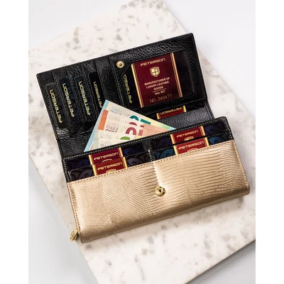 Peterson Női Bőr Pénztárca Ptn Lj-42106-0681 Black-Gold - Fekete-Arany