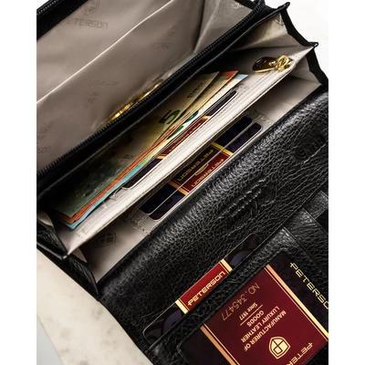Peterson Női Bőr Pénztárca Ptn Lj-42106-0681 Black-Gold - Fekete-Arany