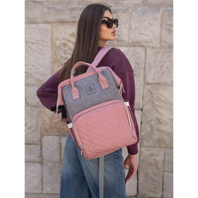 Peterson Női Hátizsák Ptn Mb3-6012 Gray-Pink - Szrke-Rózsaszín