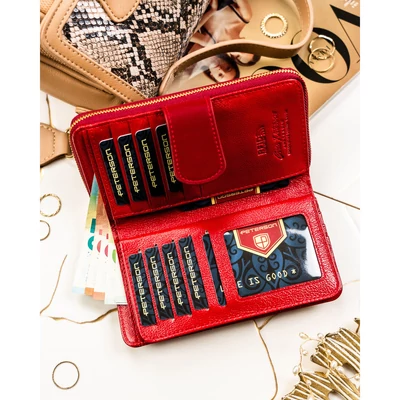 Peterson Női Pénztárca - Echo És Természetes Bőr Ptn Ps116-Hnl-2784 Red