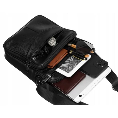 Rovicky Férfi Bőr Oldaltáska R-13203-M-3860 Black - Fekete