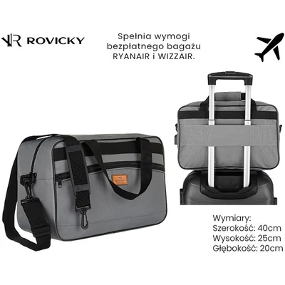 Rovicky - Utazótáska - Kézipoggyász - Szürkr-Tl15608-2516 Gray - 40 X 25 X 20 Cm