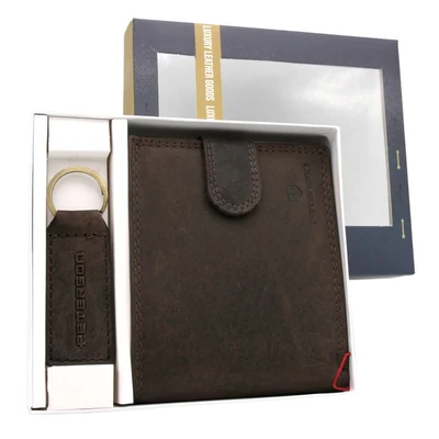 Peterson Férfi Bőr Pénztárca Szett + Kulcstartóval Set-M-N992L-Chm-2029 Brown