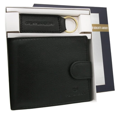 Peterson Férfi Bőr Pénztárca Szett + Kulcstartóval Set-M-N994L-D-1930 Black