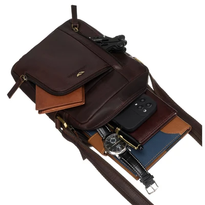 Peterson Férfi Bőr Oldaltáska Ptn Yp002-Opu-4659 Brown - Barna