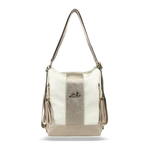 Zellia Női Válltáska/Hátizsáká Alakítható 22184 Beige-Arany - Pearl-Brw -