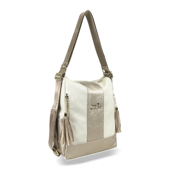 Zellia Női Válltáska/Hátizsáká Alakítható 22184 Beige-Arany - Pearl-Brw -